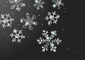 Glittering silver snowflakes, winter, background material