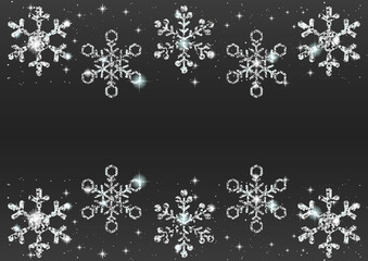 Glittering silver snowflakes, winter, background material