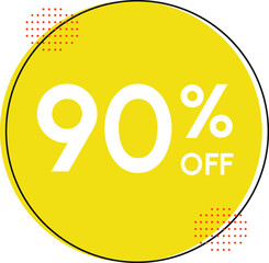 Discount Tag, with yellow circle and 90% off