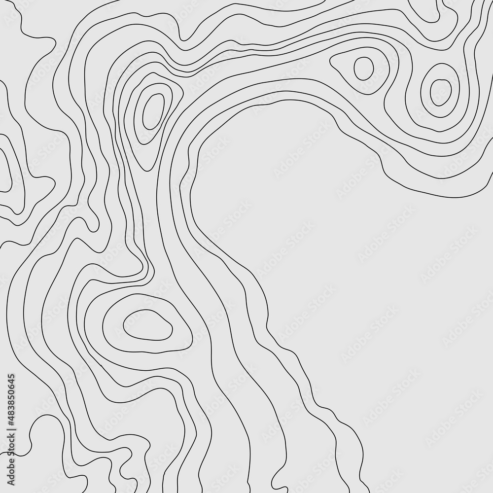 Aufkleber the stylized height of the topographic map contour in lines and slim contours. black on white. conce