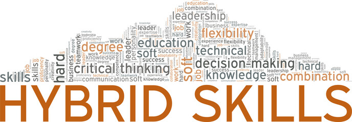 Hybrid Skills conceptual vector illustration word cloud isolated on white background.