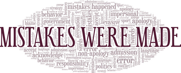 Fototapeta premium Mistakes Were Made conceptual vector illustration word cloud isolated on white background.