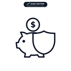 Insurance deposit. Piggy bank icon symbol template for graphic and web design collection logo vector illustration
