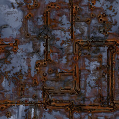 Seamless texture metal rust scratches plate panel illustration