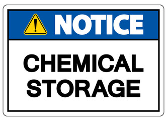 Notice Chemical Storage Sign On White Background