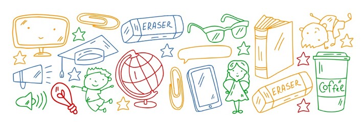 Vector pattern with little children. Kindergarten. Imagination. Creativity. Play.