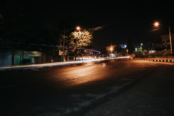 Fototapeta na wymiar time traffic at night indonesia . 
