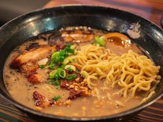 Close up shot of Japanese style ramen