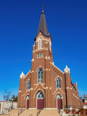 Fototapeta na wymiar Sunny exterior view of the St Mary Catholic Church