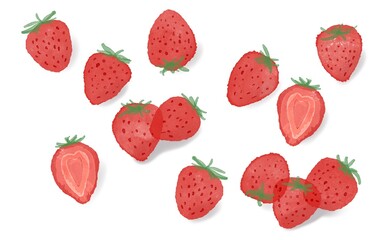 水彩画。苺の背景イラスト。水彩タッチの春の苺イラスト背景。Watercolor painting. Strawberry background illustration. Spring strawberry illustration background with a touch of watercolor.