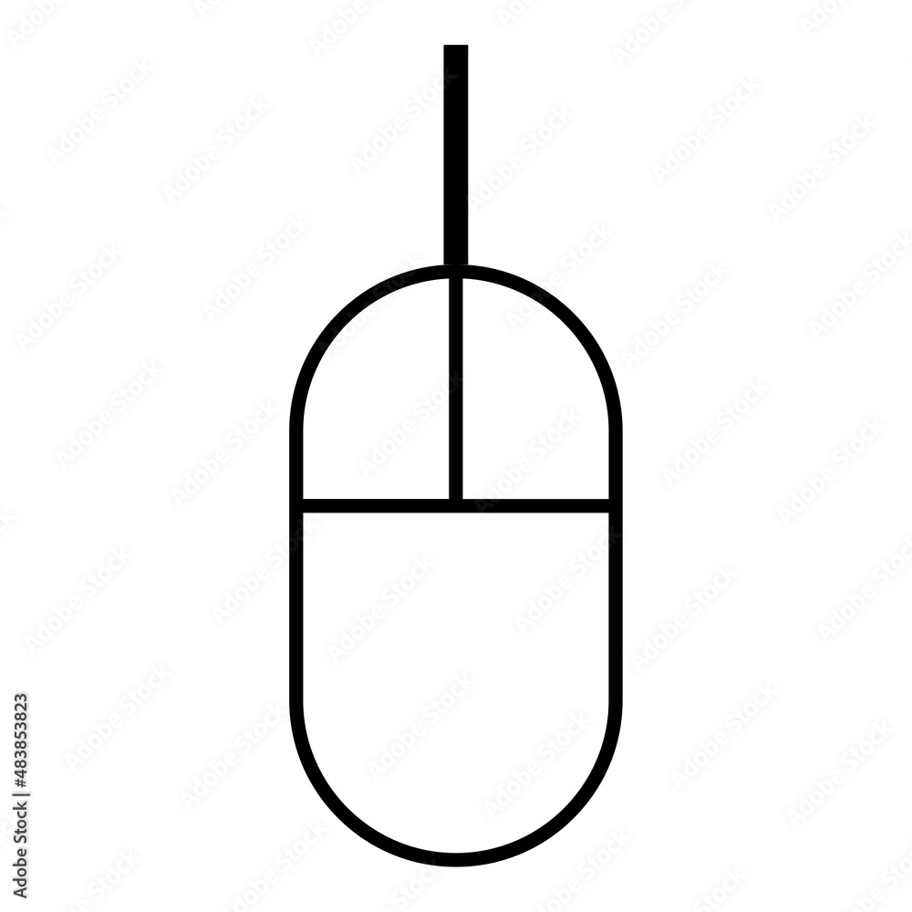 Poster computer mouse icon. modern device. outline art. isolated object. technology background. vector illu