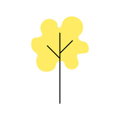 Tree icon. Yellow sign. Simple design. Flat style. Botanical concept. Nature background. Vector illustration. Stock image.