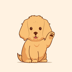Obraz premium Cartoon illustration of golden retriever dog cute pose. Vector illustration of golden retriever dog