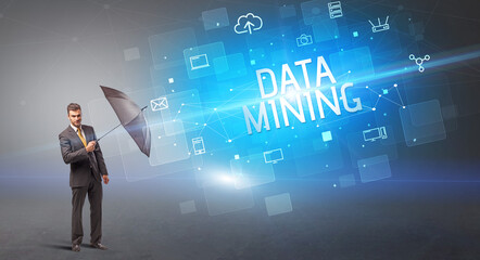 defending with umbrella from cyber attack