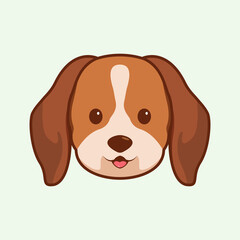 Cartoon illustration of beagle cute face. Vector illustration of beagle dog
