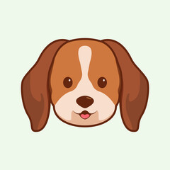 Cartoon illustration of beagle cute face. Vector illustration of beagle dog