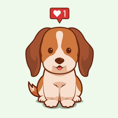 Fototapeta na wymiar Cartoon illustration of beagle dog sitting with love icon. Vector illustration of beagle dog