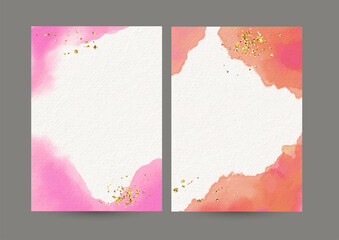 Pink and red smudge watercolor backgrounds design vector