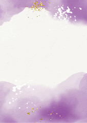 Abstract purple watercolor background with gold texture. Vector