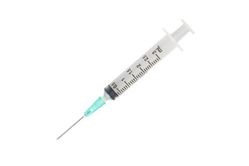 Fototapeta premium Medical syringe with transparent medicine, with needle isolated on white background with clipping path include for design usage purpose.