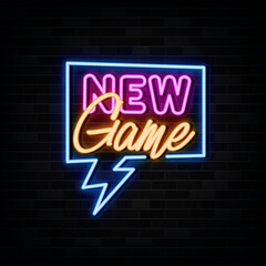 Fototapeta na wymiar New Game Neon Sign . Design Template Neon Style