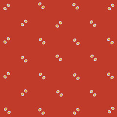 Colorful pattern of chicken eggs on orange background. Top view. Flat lay. Pop art design