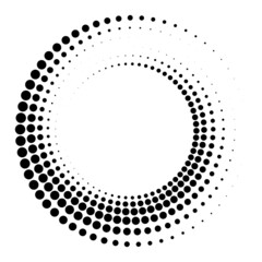 Halftone circle frame dots border. Round border Icon using halftone circle dots raster texture. Vector illustration.