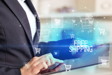 Young person makes a purchase through a tablet