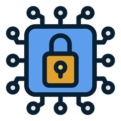 Security network with Lock filled line color icon