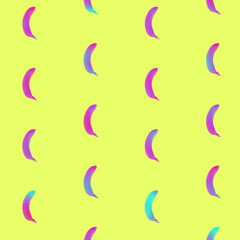 Bananas pattern in vibrant gradient holographic neon colors. Concept art. Minimal surrealism background