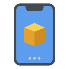 Smartphone with Blockchain flat icon