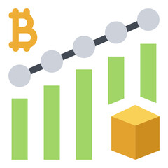 Statictic Bitcoin with Blockchain flat icon