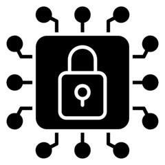 Security network with Lock glyph icon