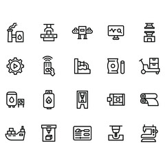 industry manufacture icon set illustration vector graphic