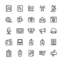 media and communication icon set illustration vector graphic