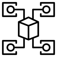 Linked Blockchain line icon