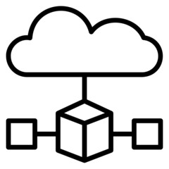 Cloud Server Blockchain line icon