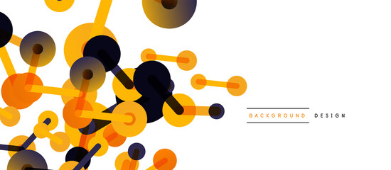 Line points connections geometric abstract background. Circles connected by lines. Trendy techno business template for wallpaper, banner, background or landing