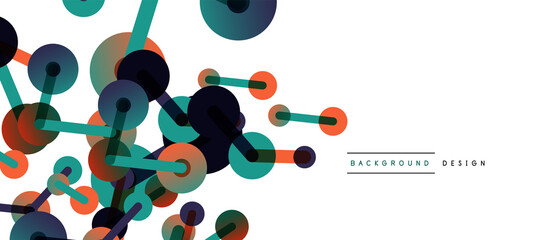 Line points connections geometric abstract background. Circles connected by lines. Trendy techno business template for wallpaper, banner, background or landing