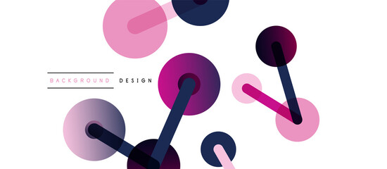 Line points connections geometric abstract background. Circles connected by lines. Trendy techno business template for wallpaper, banner, background or landing