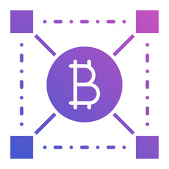 Bitcoin with Blockchain flat gradient icon