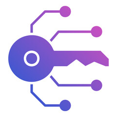 Security network with Key flat gradient icon