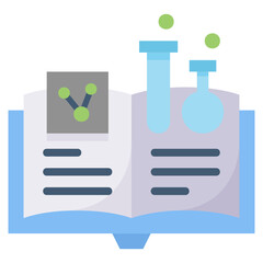 Book chemistry with flask and tube flat icon