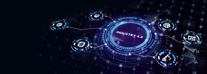 Industry 4.0 Cloud computing, physical systems, IOT, cognitive computing industry.  3d illustration