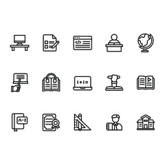 school and learning icon set illustration vector graphic