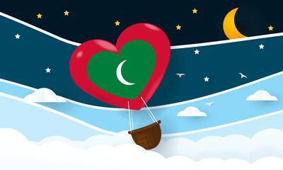 Heart air balloon with Flag of Maldives  For independence day or something similar

