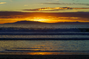 Southern California beach at Sunset in Oxnard Hollywood Beach