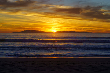 Southern California beach at Sunset in Oxnard Hollywood Beach