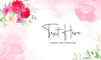Elegant floral background template with beautiful red and pink flower