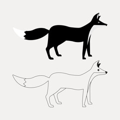 wolf silhouette with line art